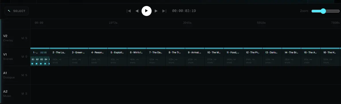 Director AI multi-track timeline